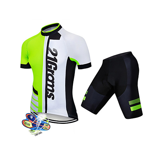 

21Grams Men's Short Sleeve Cycling Jersey with Shorts Black / Green Patchwork Geometic Bike Clothing Suit UV Resistant Breathable 3D Pad Quick Dry Sweat-wicking Sports Patchwork Mountain Bike MTB