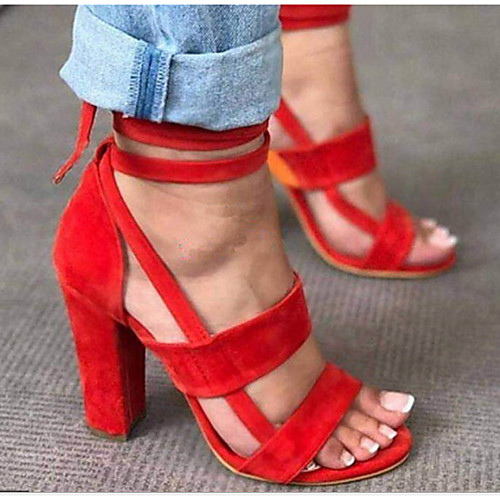 

Women's Sandals Heel Sandals Summer Chunky Heel Peep Toe Daily Synthetics Black / Red / Army Green