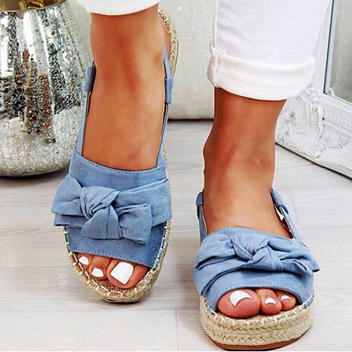 

Women's Sandals Flat Sandal Summer Flat Heel Peep Toe Daily PU Yellow / Blue / Beige