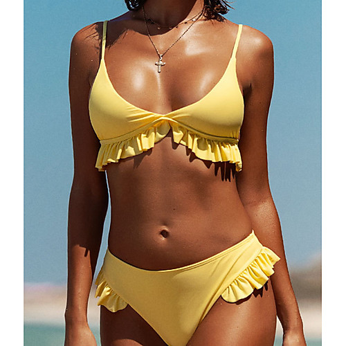 

Women's Yellow Bikini Swimwear Swimsuit - Solid Colored S M L Yellow