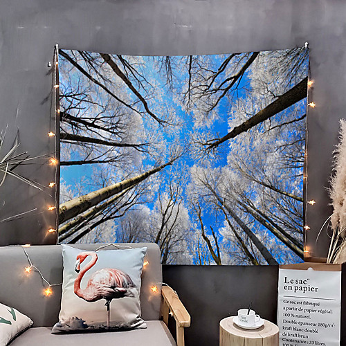 

Home Living Tapestry Wall Hanging Tapestries Wall Blanket Wall Art Wall Decor Forest Tree Blue Sky Cloudy Tapestry Wall Decor