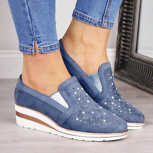 

Women's Loafers & Slip-Ons Wedge Heel Round Toe Suede Summer Pink / Blue / Gray