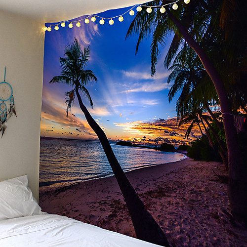 

Sell like hot cakes with the sea coconut trees tapestry or background cloth or decorative cloth, polyester fiber material