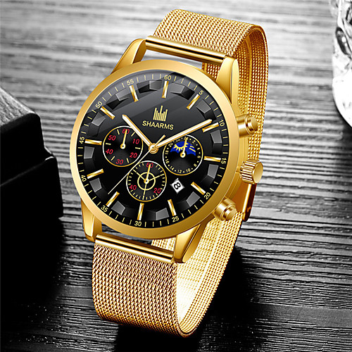 

Men's Steel Band Watches Quartz Stainless Steel 30 m Water Resistant / Waterproof Calendar / date / day Day Date Analog Fashion Cool - Black / Silver BlackGloden WhiteGolden One Year Battery Life