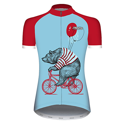 

21Grams Women's Short Sleeve Cycling Jersey Spandex RedBlue Novelty Balloon Bear Bike Jersey Top Mountain Bike MTB Road Bike Cycling UV Resistant Quick Dry Breathable Sports Clothing Apparel