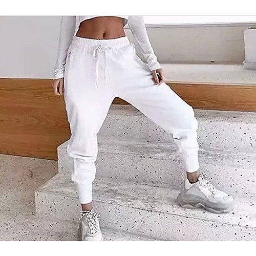 

Women's Basic wfh Sweatpants Jogger Pants - Solid Colored White Black Gray S M L