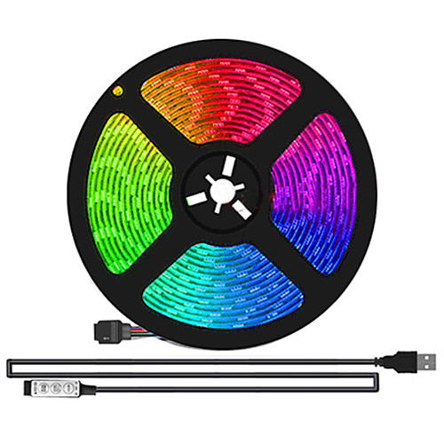 

5m Flexible LED Light Strips RGB Tiktok Lights TV Background Lights 150 LEDs SMD5050 10mm 3Keys Controller 1 set Multi Color Waterproof USB Self-adhesive 5 V