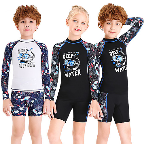 

Dive&Sail Boys' Girls' Rash Guard Dive Skin Suit Elastane Swimwear UV Sun Protection Breathable Long Sleeve 2 Piece - Swimming Diving Water Sports Optical Illusion Autumn / Fall Spring Summer / Kid's