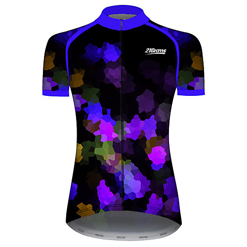 

21Grams Women's Short Sleeve Cycling Jersey Spandex Black / Blue Patchwork Sparkly Bike Jersey Top Mountain Bike MTB Road Bike Cycling UV Resistant Quick Dry Breathable Sports Clothing Apparel