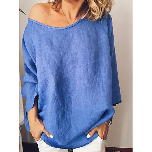 

Women's Solid Colored Loose Blouse Daily White / Yellow / Fuchsia / Orange / Light Green / Gray / Light Blue