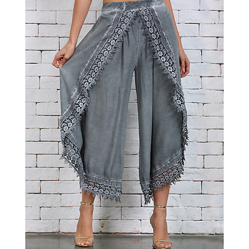 

Women's Basic Loose Wide Leg Pants - Solid Colored White Black Blue S / M / L