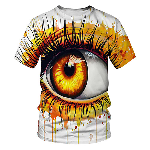 

Men's T shirt Graphic Abstract 3D Eye Print Short Sleeve Going out Tops Streetwear Exaggerated White