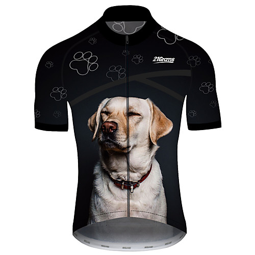 

21Grams Men's Short Sleeve Cycling Jersey Spandex BlackWhite Dog Funny Animal Bike Jersey Top Mountain Bike MTB Road Bike Cycling UV Resistant Breathable Quick Dry Sports Clothing Apparel / Stretchy