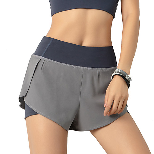 

INFLACHI Women's Running Shorts Athletic Shorts Workout Shorts 2 in 1 with Phone Pocket Sports Bottoms Running Marathon Jogging Training Lightweight Breathable Quick Dry Solid Colored Black Blushing