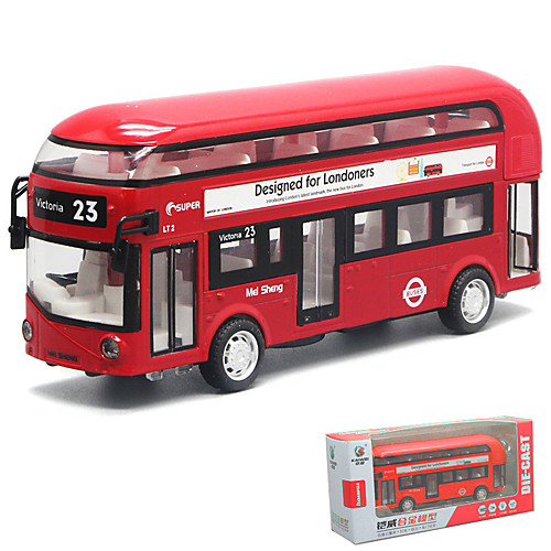 

1:32 Toy Car Model Car Double-decker Bus Music & Light Pull Back Vehicles Metal Alloy Mini Car Vehicles Toys for Party Favor or Kids Birthday Gift 1 pcs
