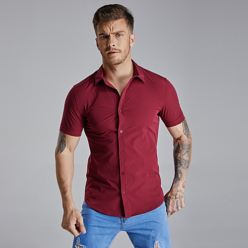 

Men's Shirt Solid Colored Color Block Plus Size Patchwork Short Sleeve Daily Tops Business Basic White Black Yellow