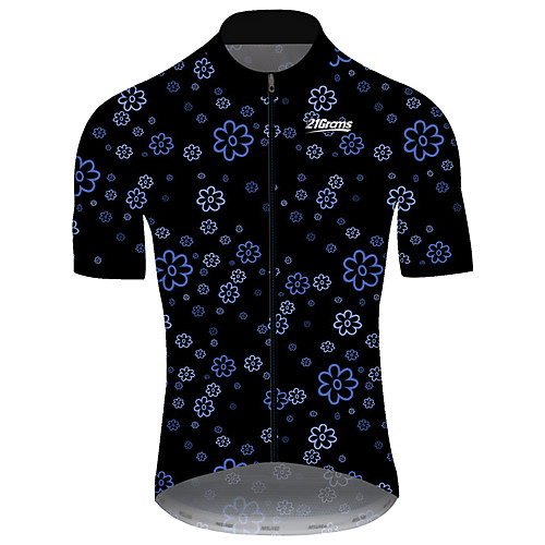 

21Grams Men's Short Sleeve Cycling Jersey Black Floral Botanical Bike Jersey Top Mountain Bike MTB Road Bike Cycling UV Resistant Breathable Quick Dry Sports Clothing Apparel / Stretchy / Race Fit