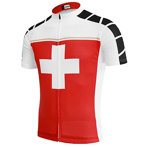 

21Grams Switzerland National Flag Men's Short Sleeve Cycling Jersey - Red / White Bike Top UV Resistant Breathable Quick Dry Sports Terylene Mountain Bike MTB Road Bike Cycling Clothing Apparel