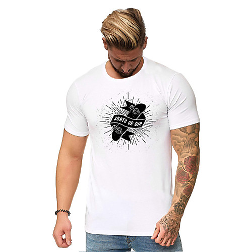 

Men's Letter T-shirt Daily Round Neck White / Black / Blue / Red / Short Sleeve