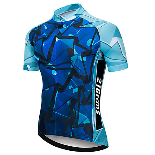 

21Grams Men's Short Sleeve Cycling Jersey Spandex Polyester Royal Blue Geometic Bike Jersey Top Mountain Bike MTB Road Bike Cycling UV Resistant Breathable Quick Dry Sports Clothing Apparel