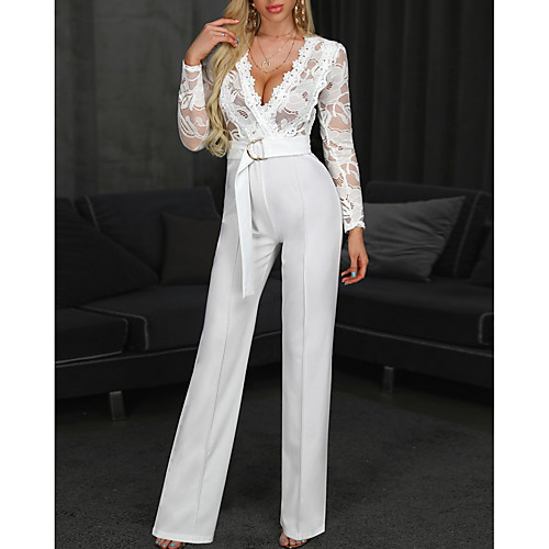 

Women's White Jumpsuit Onesie, Solid Colored S M L