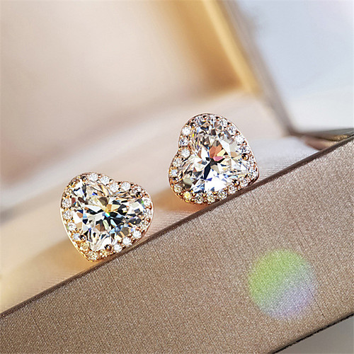 

4 carat Synthetic Diamond Earrings Silver For Women's Heart cut Ladies Stylish Luxury Elegant Wedding Party Evening Formal High Quality Classic 2pcs