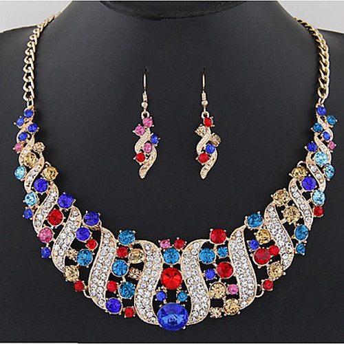 

Women's Citrine Drop Earrings Collar Necklace Rainbow Ladies Stylish Luxury Elegant Classic Bridal Earrings Jewelry White / Black / Purple For Wedding Party