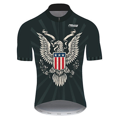 

21Grams Men's Short Sleeve Cycling Jersey Spandex Black / Red American / USA Eagle National Flag Bike Jersey Top Mountain Bike MTB Road Bike Cycling UV Resistant Breathable Quick Dry Sports Clothing