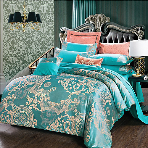 

Duvet Cover Sets 4 Piece Poly / Cotton Damask Rainbow Jacquard Luxury / 600 / 4pcs (1 Duvet Cover, 1 Flat Sheet, 2 Shams)