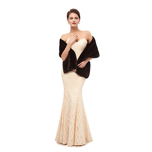 

Sleeveless Shawls Faux Fur Party / Evening Shawl & Wrap / Women's Wrap With Button