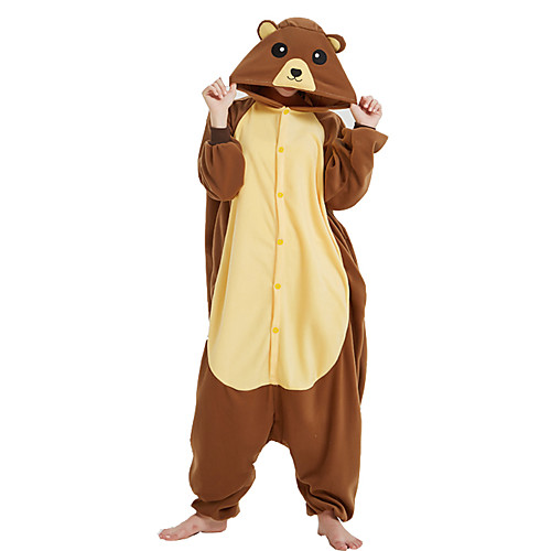 

Adults' Kigurumi Pajamas Bear Onesie Pajamas Flannelette Brown Cosplay For Men and Women Animal Sleepwear Cartoon Festival / Holiday Costumes