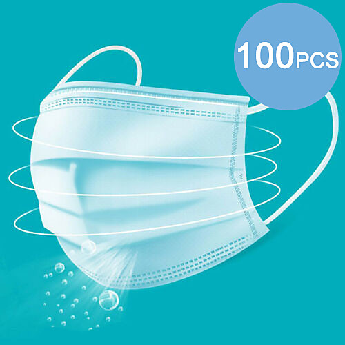 

100 pcs Hot Face Mask Protection 3 Layers In Stock Cotton Melt Blown Fabric Filter CE Certified Certification Unisex Blue