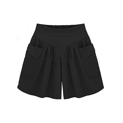 

Women's Basic Loose Shorts Pants - Solid Colored High Waist Cotton Black Army Green Khaki L / XL / XXL