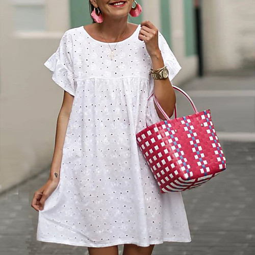 

Women's Loose Dress - Sleeveless Solid Color White S M L XL XXL