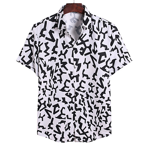 

Men's Geometric Shirt Holiday Classic Collar White / Short Sleeve