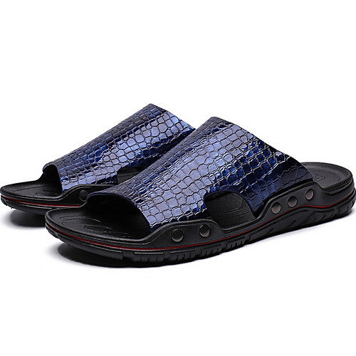 

Men's Faux Leather Summer Sandals Non-slipping Blue / White / Black