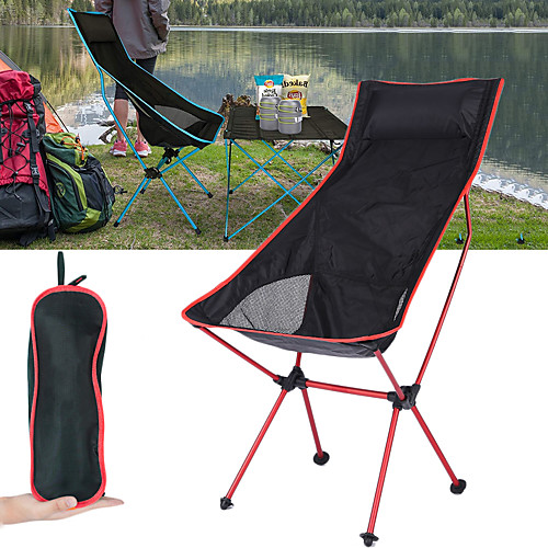 

Camping Chair High Back with Headrest Breathable Ultra Light (UL) Foldable Comfortable Mesh 7075 Aluminium Alloy for Camping / Hiking Fishing Beach Outdoor Autumn / Fall Spring Orange Blue Red Dark