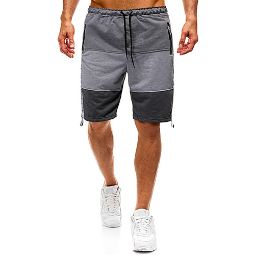 

Men's Sporty Slim Sweatpants Pants Solid Colored Knee Length Patchwork Blue Red Green