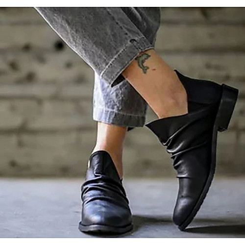 

Women's Boots Low Heel Round Toe Booties Ankle Boots Daily PU Black Gray / Mid-Calf Boots