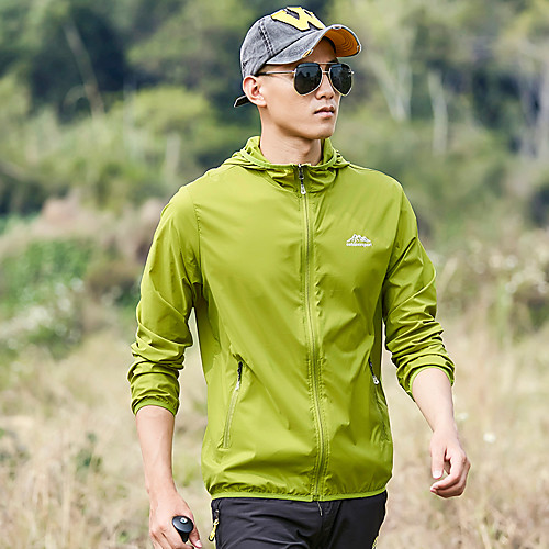 

Wolfcavalry Men's Hiking Jacket Hiking Skin Jacket Hiking Windbreaker Outdoor Patchwork Packable Waterproof Windproof Anti-Mosquito Jacket Hoodie Top Spandex Single Slider Hunting Fishing Climbing