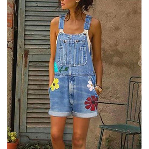 

Women's Blue Romper Onesie, Geometric S M L