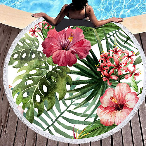 

Women's Beach Mat Blanket Towel Shower Bath Towel Travel Blanket Fuchsia Orange Rainbow Beach Towel Swimwear Swimsuit - Floral Fuchsia