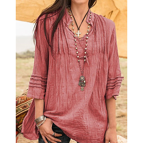 

Women's Solid Colored T-shirt Daily V Neck White / Purple / Red / Gray