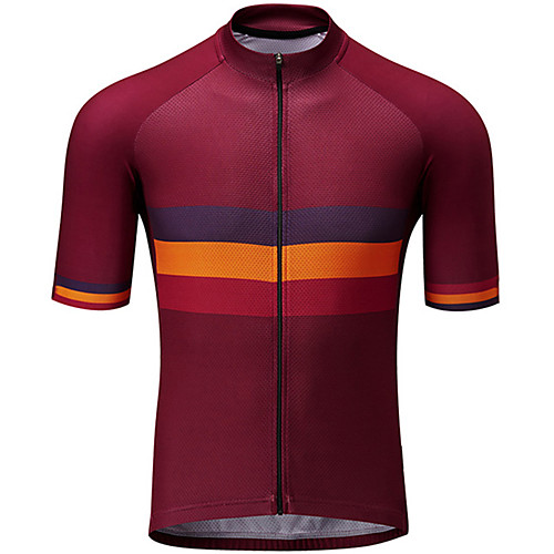

21Grams Men's Short Sleeve Cycling Jersey Red / Yellow Stripes Bike Jersey Top Mountain Bike MTB Road Bike Cycling UV Resistant Breathable Quick Dry Sports Clothing Apparel / Stretchy / Race Fit