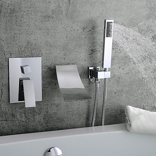 

Bathroom Sink Faucet - Wall Mount / Widespread Electroplated Widespread Single Handle Three HolesBath Taps