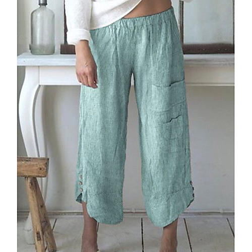 

Women's Basic Loose Chinos Pants - Solid Colored Blue Red Green S / M / L