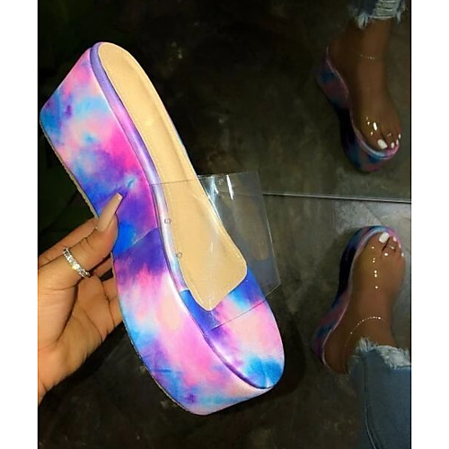 

Women's Sandals Creepers Round Toe PU Summer Black / Rainbow / Beige
