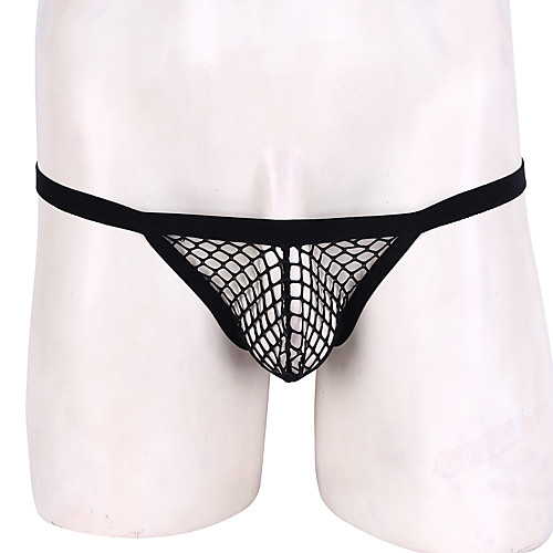 

Men's 1 Piece Mesh G-string Underwear - Normal Low Waist White Black One-Size L XL