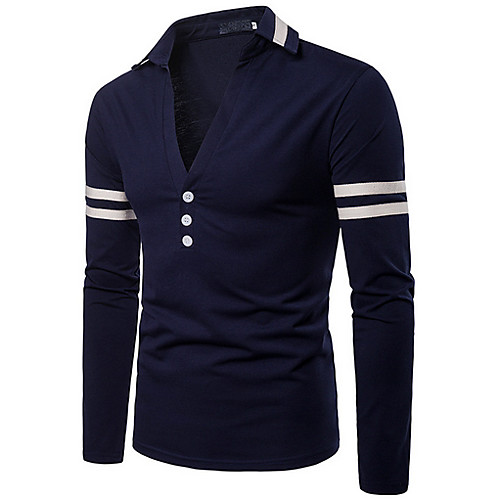 

Men's Color Block Pullover Long Sleeve Sweater Cardigans V Neck White Red Navy Blue