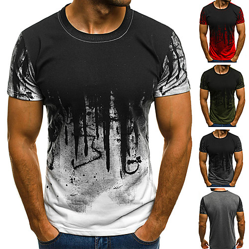 

Men's Cotton Running T-Shirt Streetwear Workout Shirt Round Neck Running Fitness Jogging Breathable Quick Dry Soft Sportswear Color Gradient Tee / T-shirt Top Short Sleeve Activewear Micro-elastic